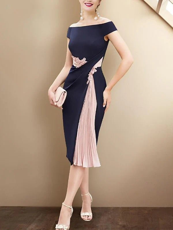 Formal Women's Dresses Sheath/Column Short Sleeves Knee Length Mother of the Bride Dresses Prom Dresses Stores